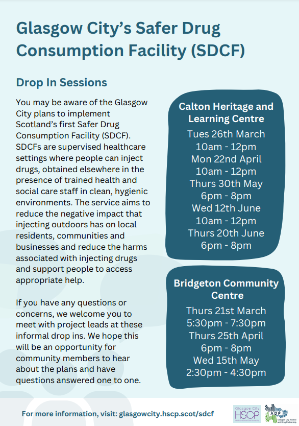 Glasgow City’s Safer Drug Consumption Facility (SDCF)